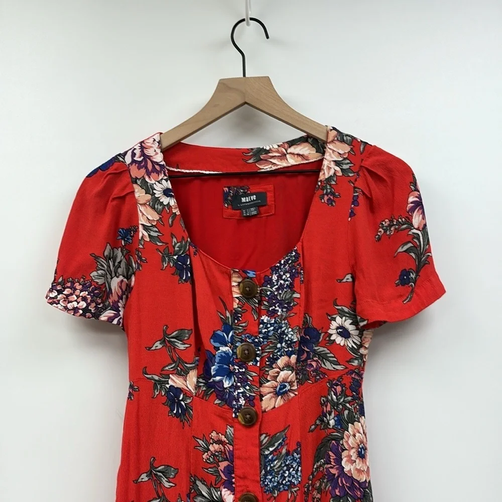 Anthropologie Red Floral Mini Dress - Picture 4 of 9